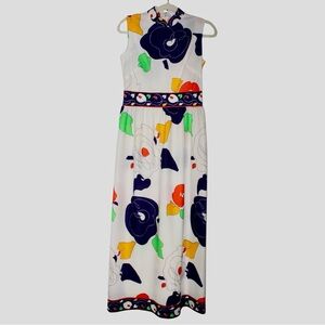 70s Vtg Ricano Mod Maxi Dress | Sleeveless High Neck | Union USA Made | S